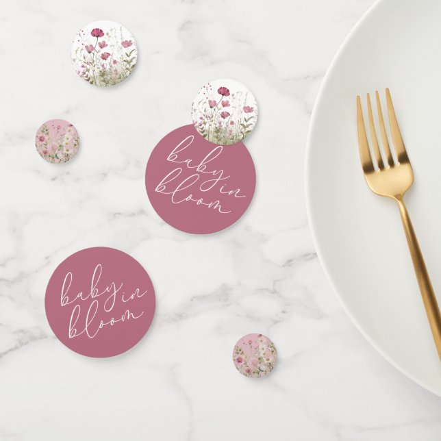 Pink Baby In Bloom Floral Wildflower Baby Shower Confetti (Group)