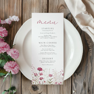 Pink Baby In Bloom Floral Wildflower Baby Shower Menu