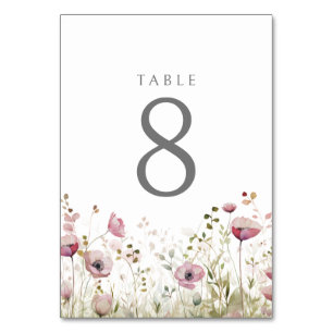 Pink Baby In Bloom Floral Wildflower Baby Shower Table Number
