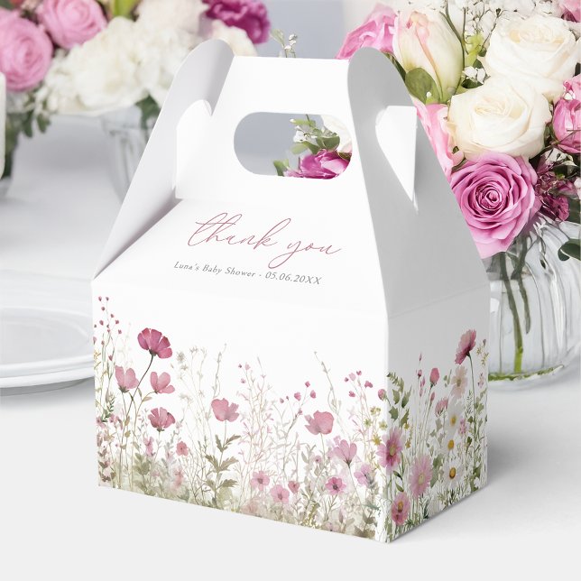 Pink Baby In Bloom Wildflower Baby Shower Gable Favour Box (Creator Uploaded)
