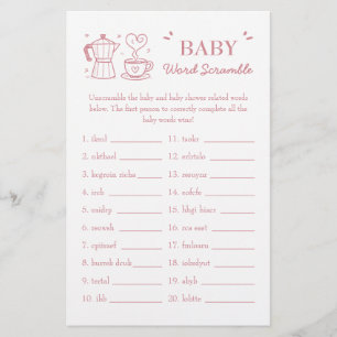 Pink Baby Is Brewing Baby Word Scramble Game