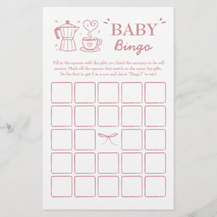Pink Baby Is Brewing Coffee Baby Bingo Game