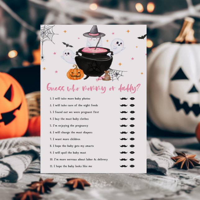 Pink Baby is Brewing Guess who Mummy or Daddy Game (Baby is Brewing Baby Shower Guess who Mommy or Daddy Game)