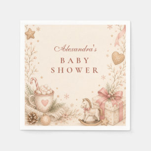 Pink Baby It’s Cold Outside Baby Shower Napkin
