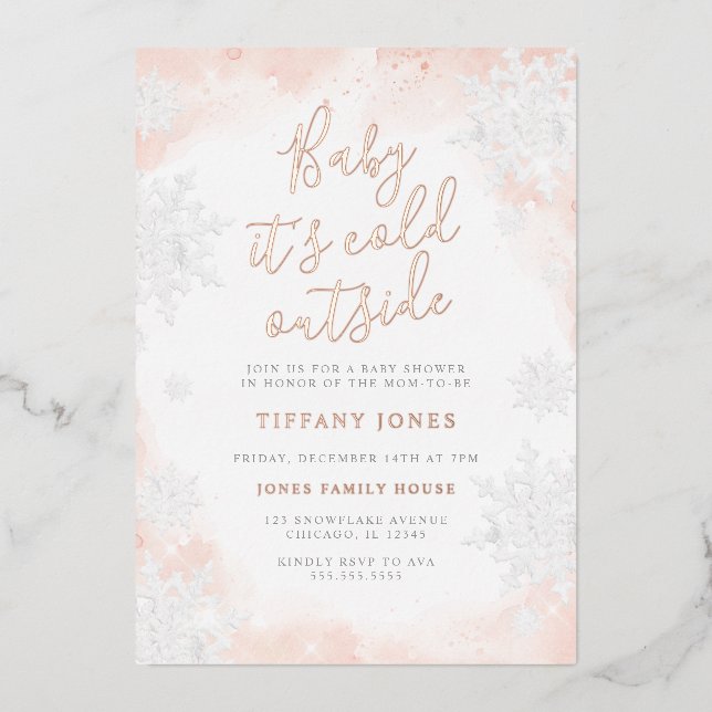 Pink Baby it's cold outside Baby shower  (Front)