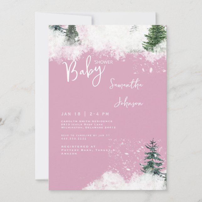 Pink Baby it's Cold Outside Baby Shower II Invitation (Front)