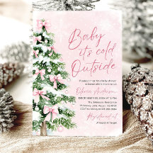 Pink Baby it's Cold Outside Baby Shower Invitation