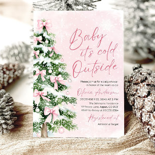 Pink Baby it's Cold Outside Baby Shower Invitation