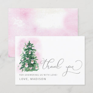 Pink baby it's cold outside baby shower thank you card