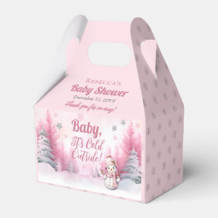 Pink Baby It's Cold Outside Snow Girl Baby Shower Favour Box
