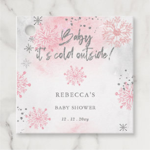 Pink Baby its Cold Outside Winter Baby Shower Favour Tags