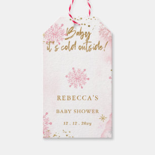 Pink Baby its Cold Outside Winter Baby Shower Gift Tags
