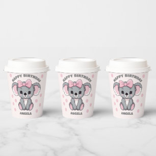 Pink Baby Koala Bear Paper Cups