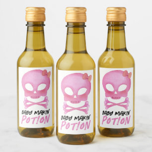 Pink Baby Makin' Potion Halloween Baby Shower  Wine Label