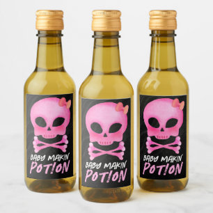 Pink Baby Makin' Potion Halloween Baby Shower  Wine Label