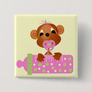 Pink Baby Monkey Button
