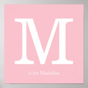 Pink Baby Nursery Monogram Poster