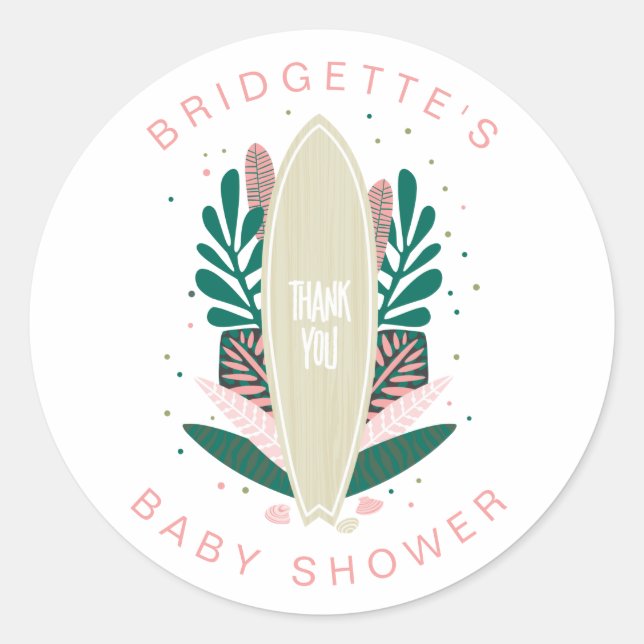 Pink Baby On Board Thank You Classic Round Sticker (Front)