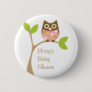 Pink Baby Owl 6 Cm Round Badge