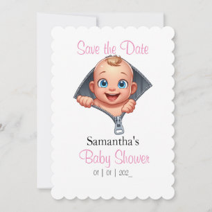 Pink Baby Peeking out Baby Shower Theme