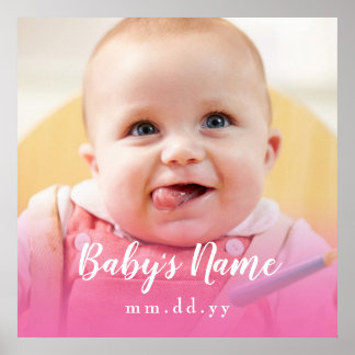 Pink Baby Photo (Personalise Text & Photo) Poster