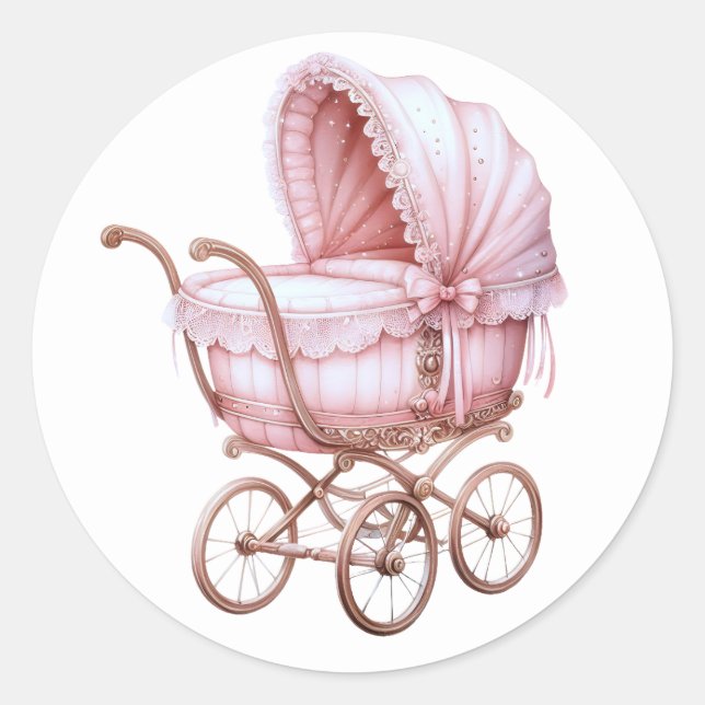 Pink Baby Pram Stickers (Front)