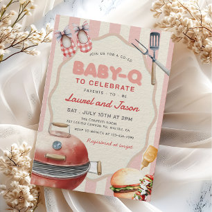 Pink Baby-Q Backyard Baby Shower Invitation