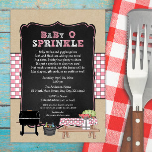 Pink Baby Q Sprinkle, BBQ Baby Shower, girl baby-q Invitation