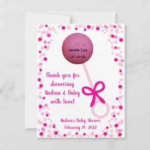 Pink Baby Rattle EOS Lip Balm Shower Favour Card