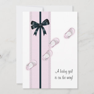 Pink Baby Shoes Baby Shower Invitation