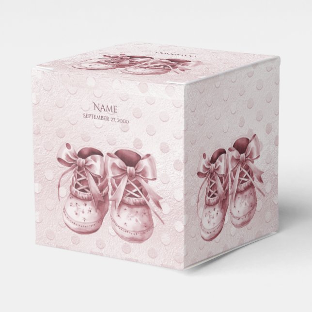 Pink Baby Shoes Favour Box (Front Side)