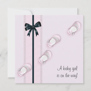 Pink Baby Shoes Girl Baby Shower Invitation