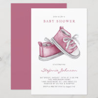 Pink Baby Shoes It's a Girl Baby Shower Invitation