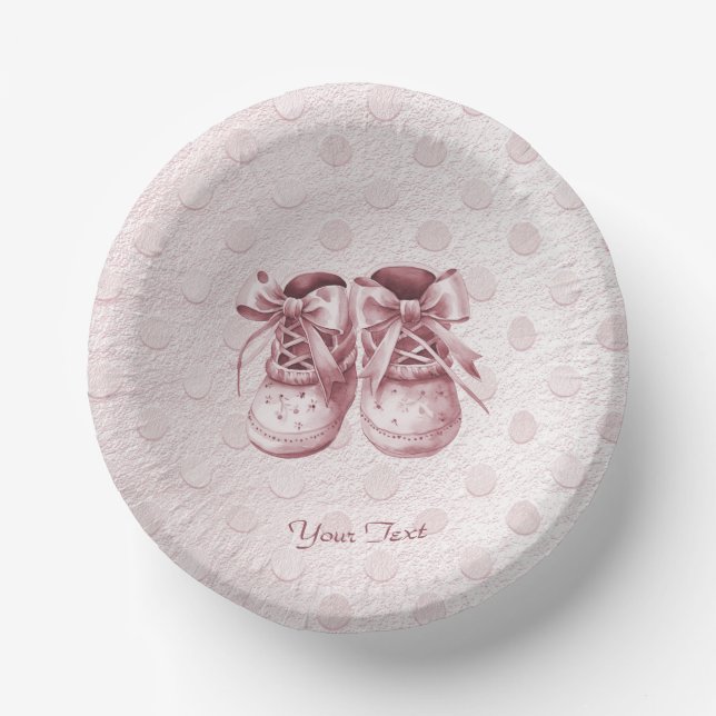 Pink Baby Shoes Paper Bowl Plate (Front)
