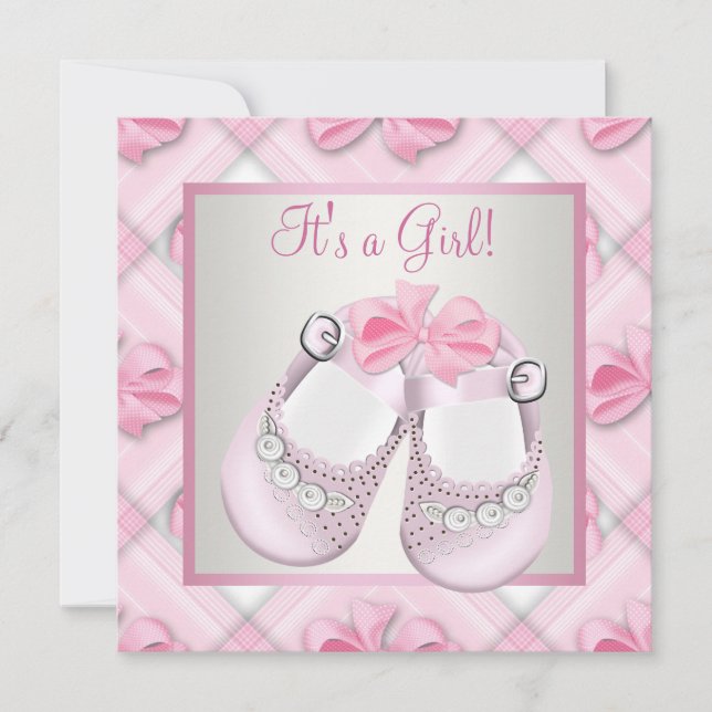 Pink Baby Shoes Pink Baby Girl Shower Invitation (Front)