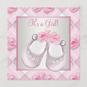 Pink Baby Shoes Pink Baby Girl Shower Invitation