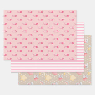 Pink Baby Shower Assortment Wrapping Paper Sheet