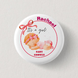 Pink Baby Shower, Baby Girl Shower 3 Cm Round Badge