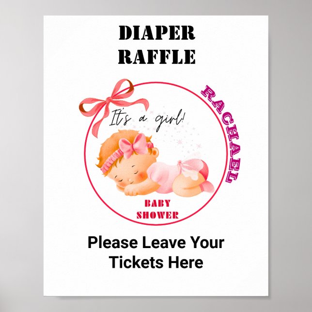 Pink Baby Shower, Baby Girl Shower Party Game Poster (Front)