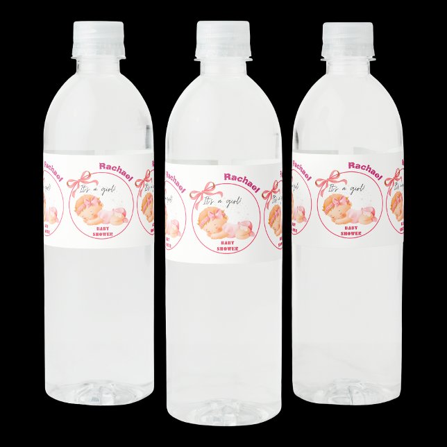 Pink Baby Shower, Baby Girl Shower Water Bottle Label (Creator Uploaded)