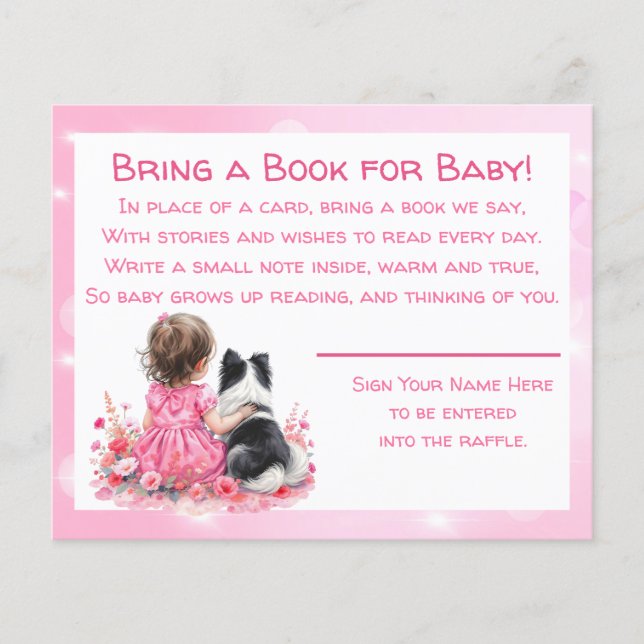 Pink Baby Shower Bring a Book for Baby Flyer (Front)