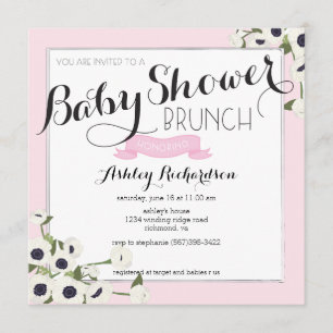 Pink Baby Shower Brunch Invitation