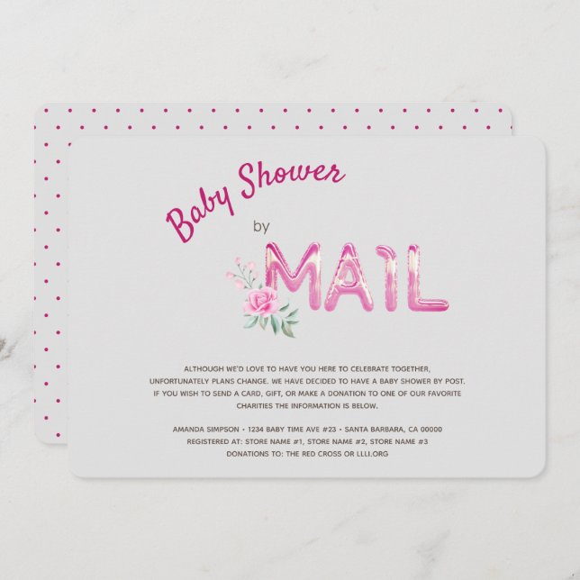 Pink Baby Shower by Mail for Girls Invitation (Front/Back)