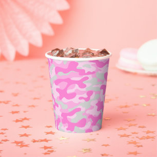 Pink Baby Shower Camo Paper Cups