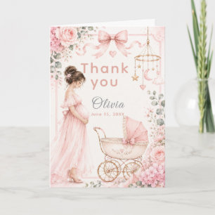 Pink Baby Shower Celebration Thank You Card