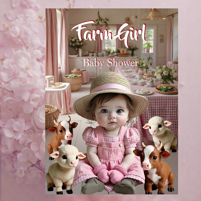 Pink Baby Shower Farmhouse Animals Farm Invitation (Creator Uploaded)