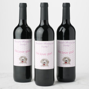 Pink Baby Shower Fresh Pattern Wine Label