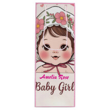 Pink Baby Shower Gift Bag with Watercolor Flowers
