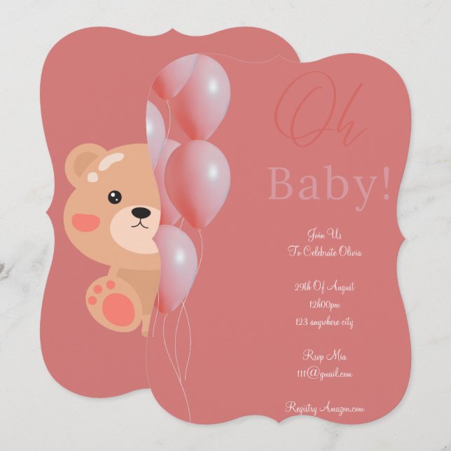 pink baby shower girl save the date (Front/Back)