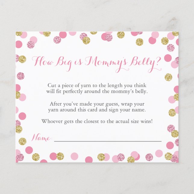 Pink Baby Shower How Big is Mummy's Belly Game (Front)